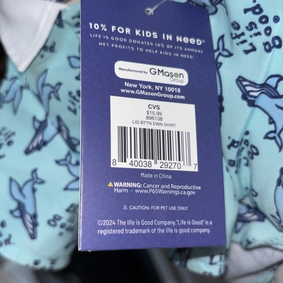 Life Is Good Puppy Dog Button Down Shirt Collar Short Sleeve Shark Top Sz XS New - Picture 4 of 11